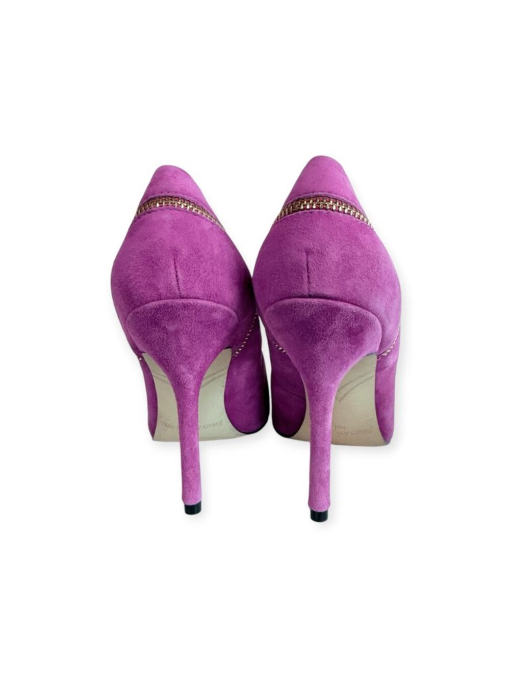 Enzo Angiolini Magenta Suede Pump Zipper Detail Womens Size 10M 3 inch heel Good - Picture 7 of 10